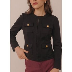 NWT White House Black Market Women's Crop Luxe Stretch Blazer Jacket Black Sz 2